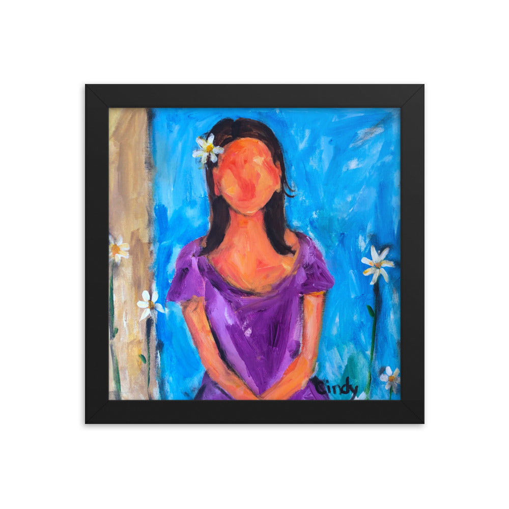 Purple Dress By Cindy Motley Framed poster