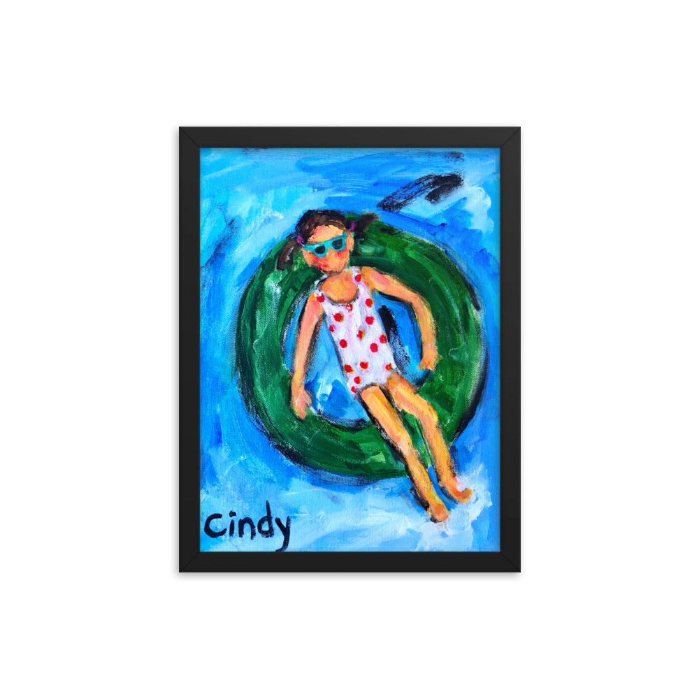 Girl in Tube By Cindy Motley Framed poster