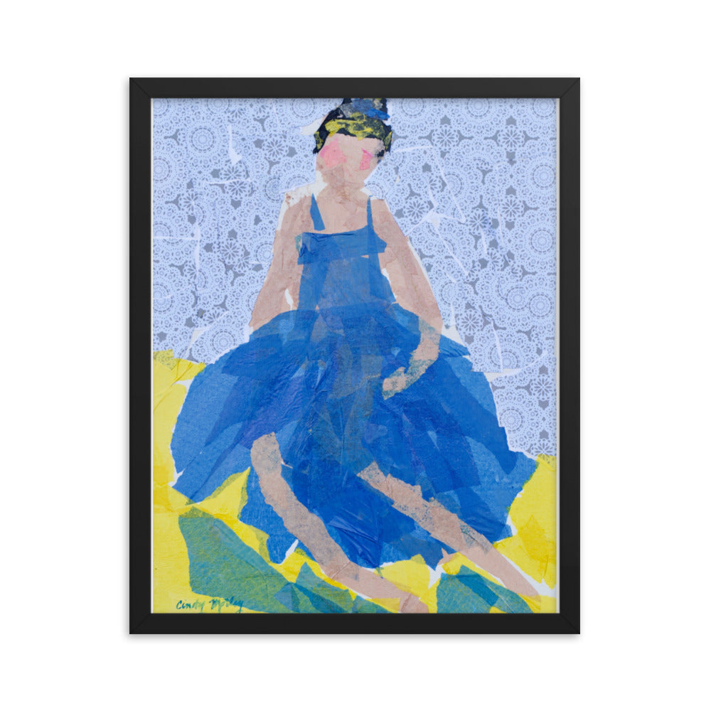 Blue Dress By Cindy Motley Framed poster