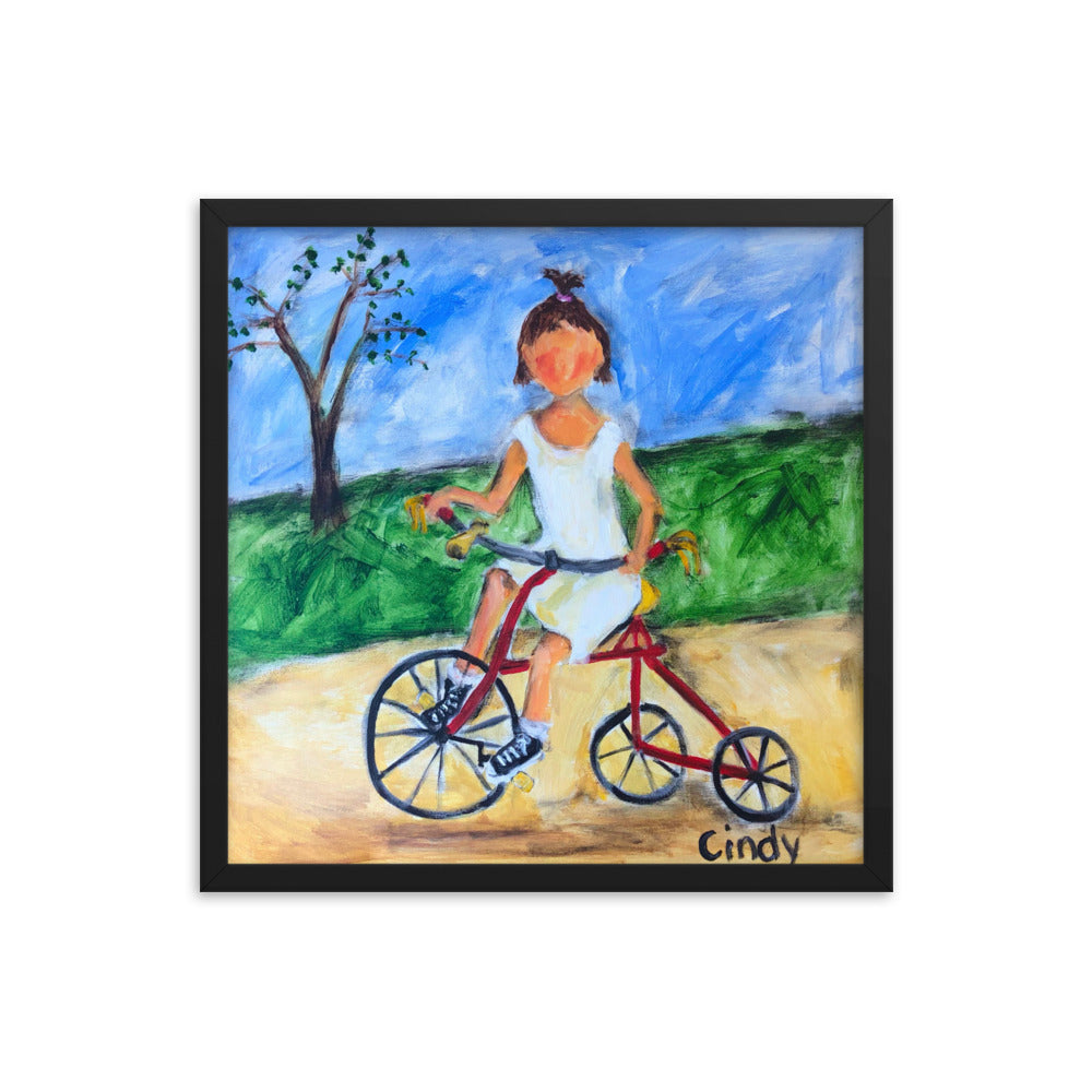 Tricycle By Cindy Motley Framed poster