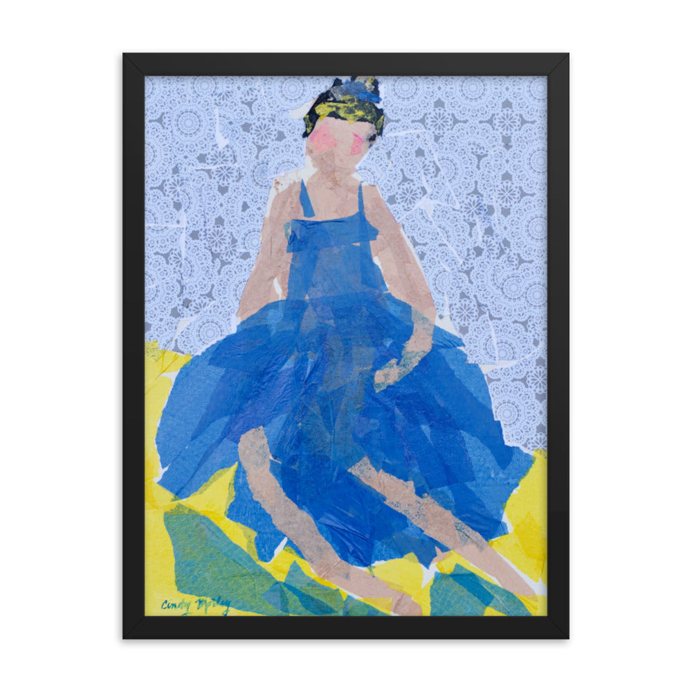 Blue Dress By Cindy Motley Framed poster