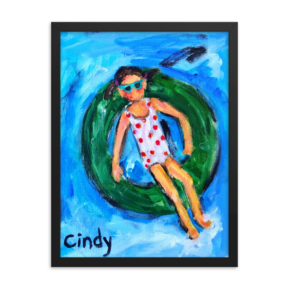 Girl in Tube By Cindy Motley Framed poster