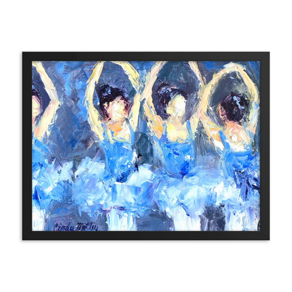 Blue Ballerina's By Cindy Motley Framed poster