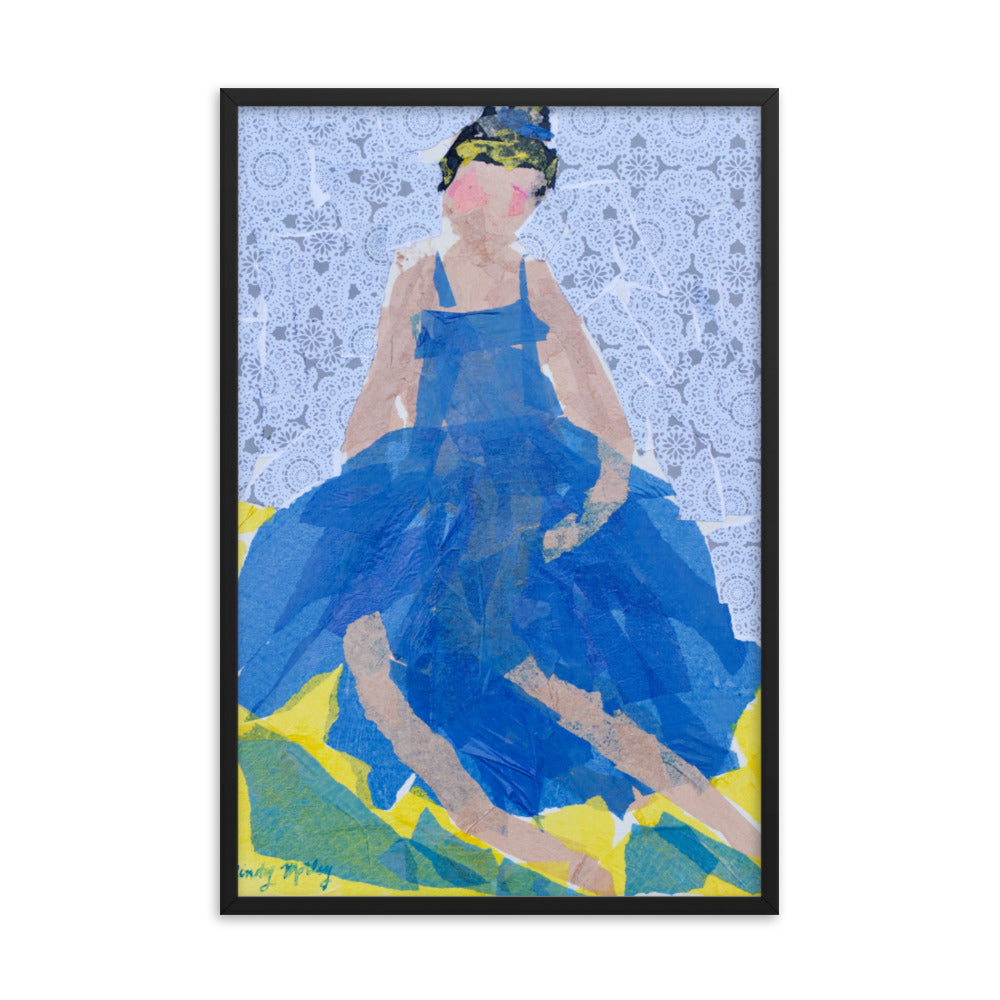Blue Dress By Cindy Motley Framed poster