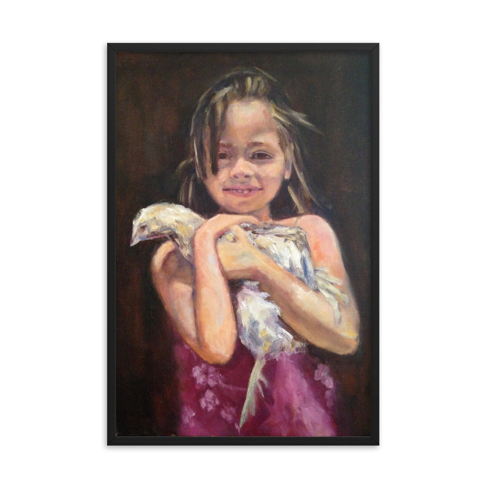 Girl With Chicken Framed poster