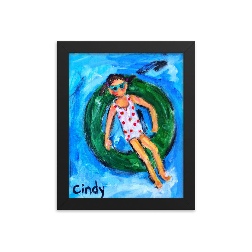 Girl in Tube By Cindy Motley Framed poster