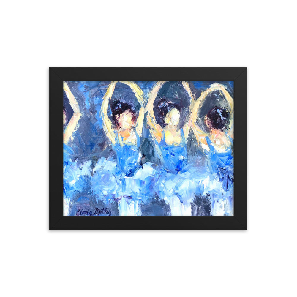 Blue Ballerina's By Cindy Motley Framed poster