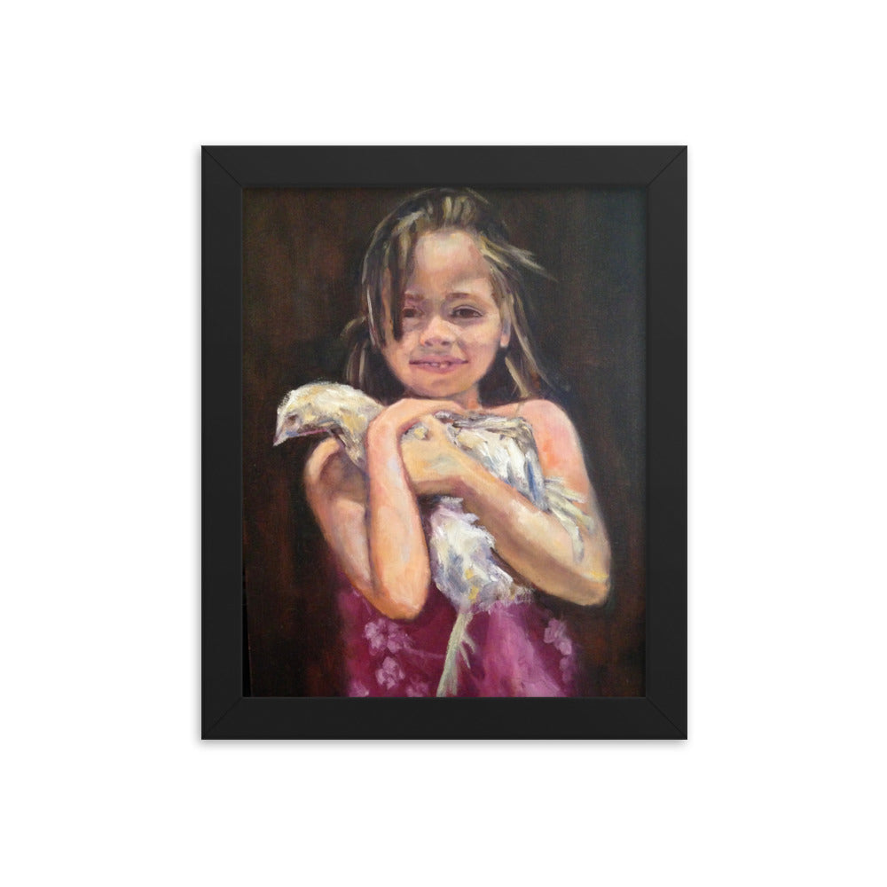 Girl With Chicken Framed poster