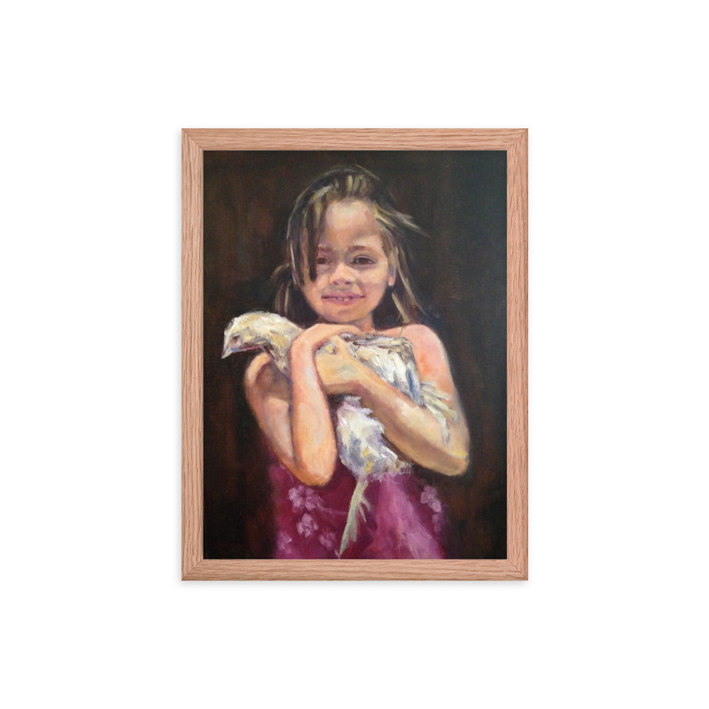 Girl With Chicken Framed poster