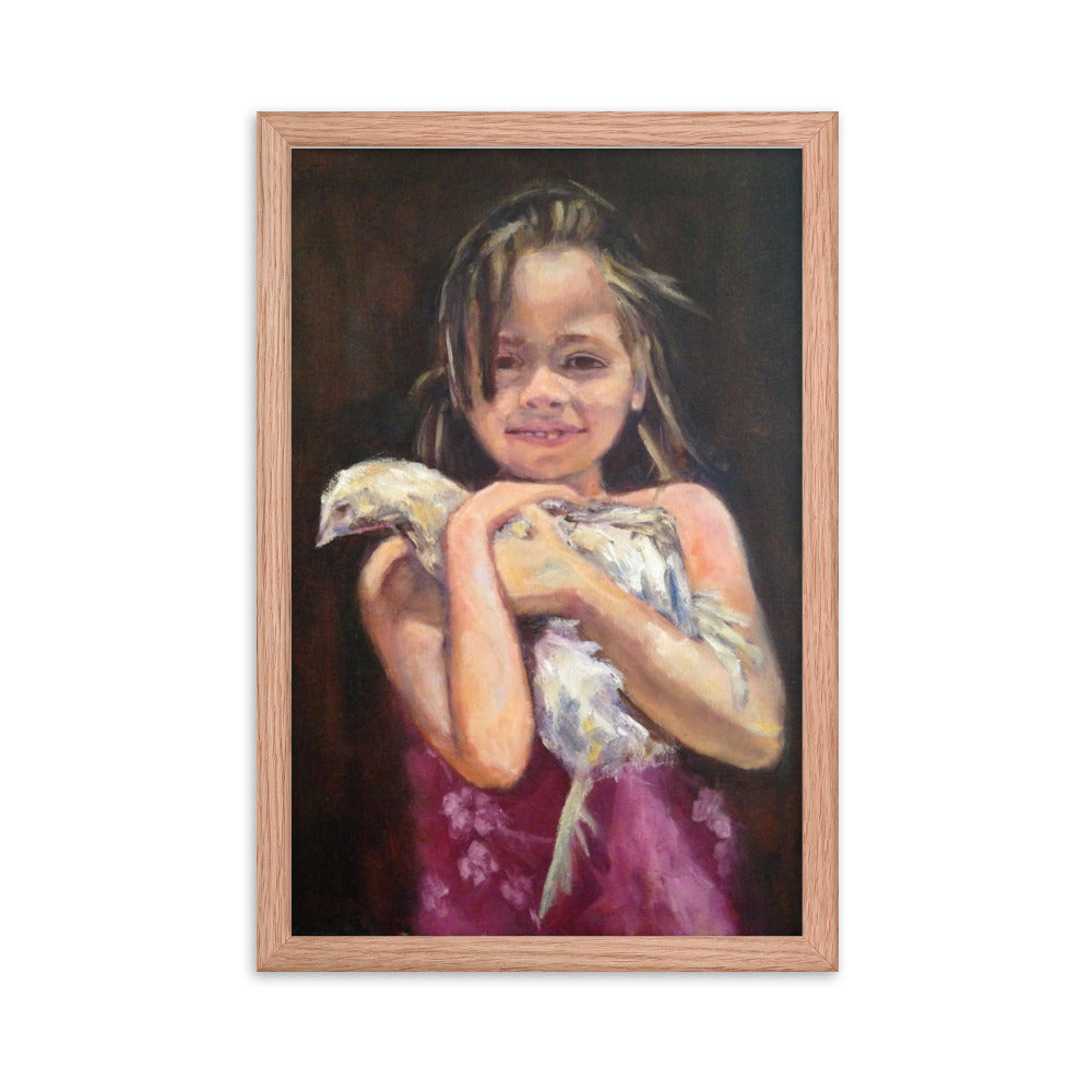 Girl With Chicken Framed poster