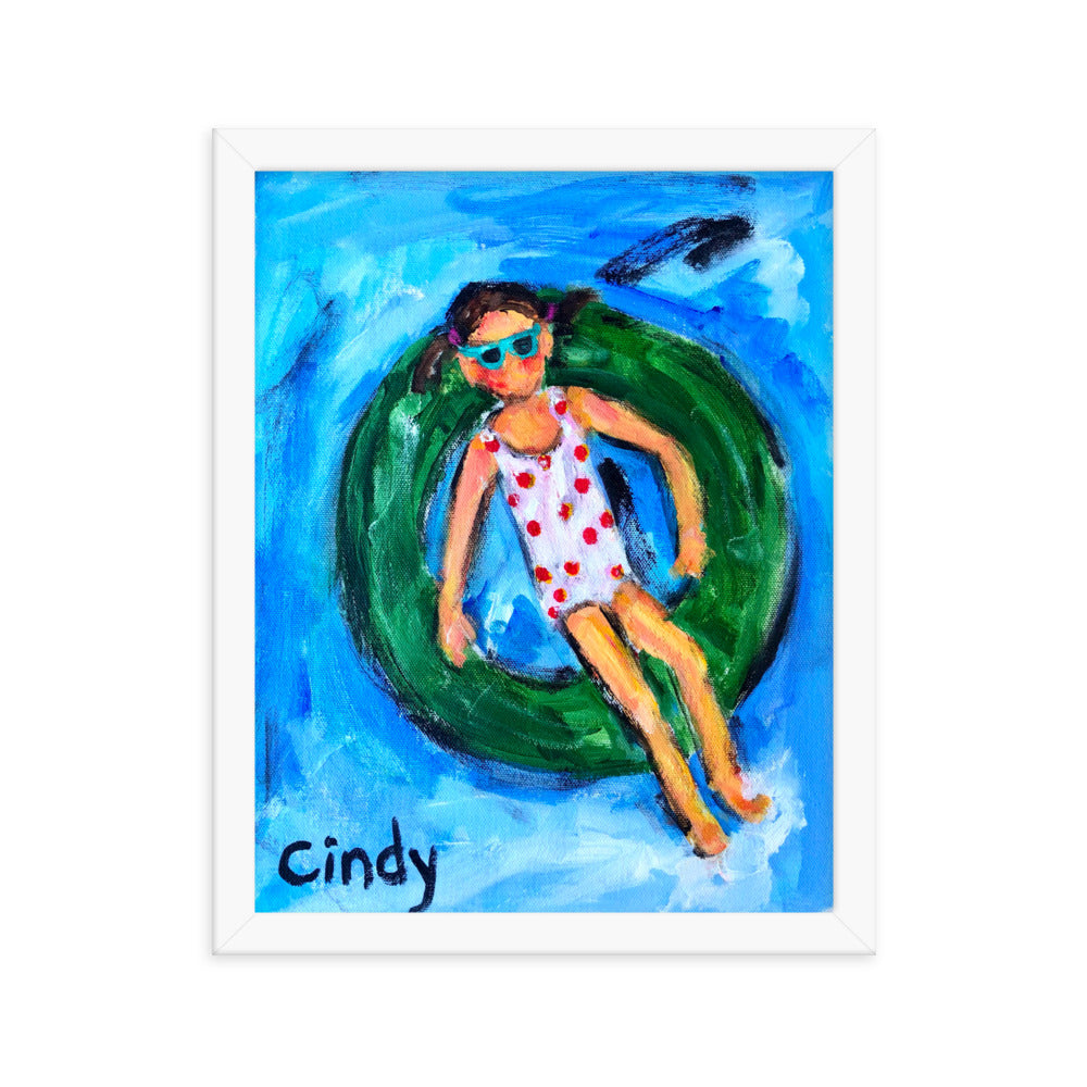 Girl in Tube By Cindy Motley Framed poster