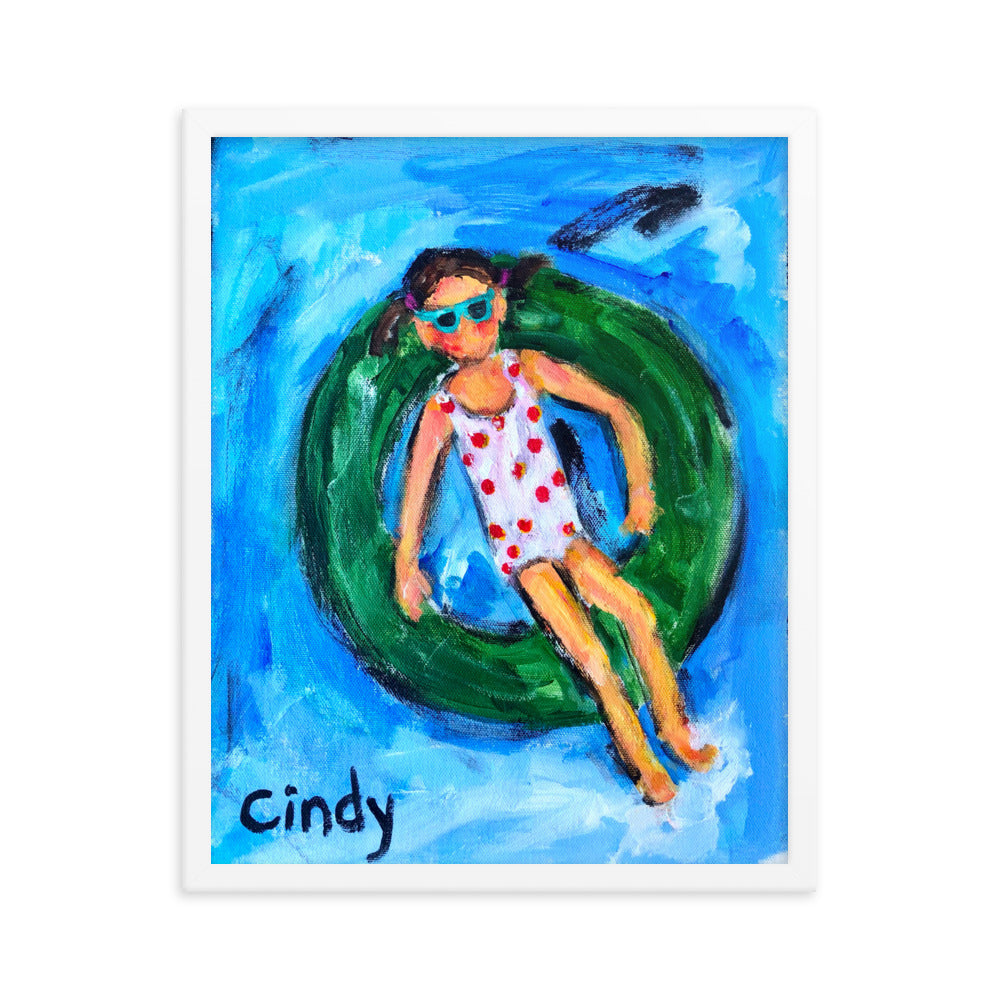 Girl in Tube By Cindy Motley Framed poster