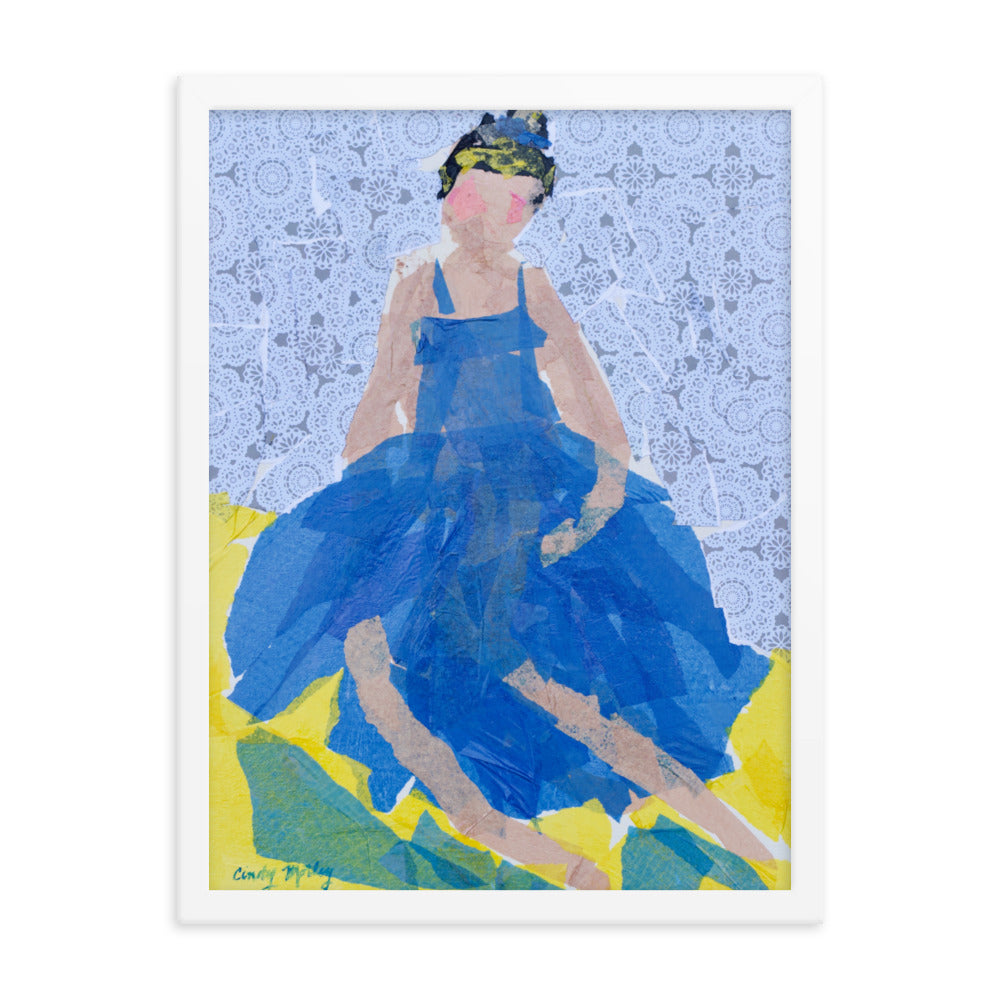 Blue Dress By Cindy Motley Framed poster