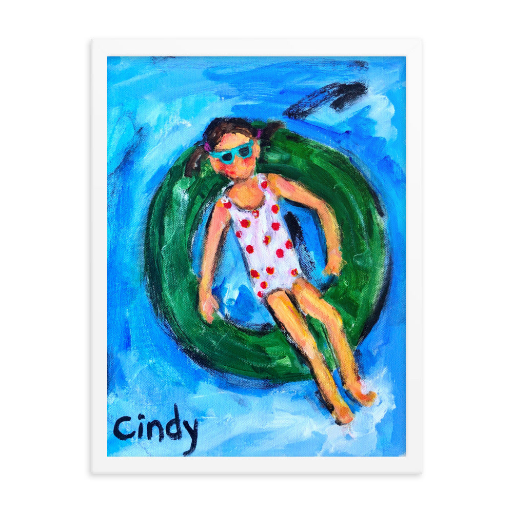 Girl in Tube By Cindy Motley Framed poster