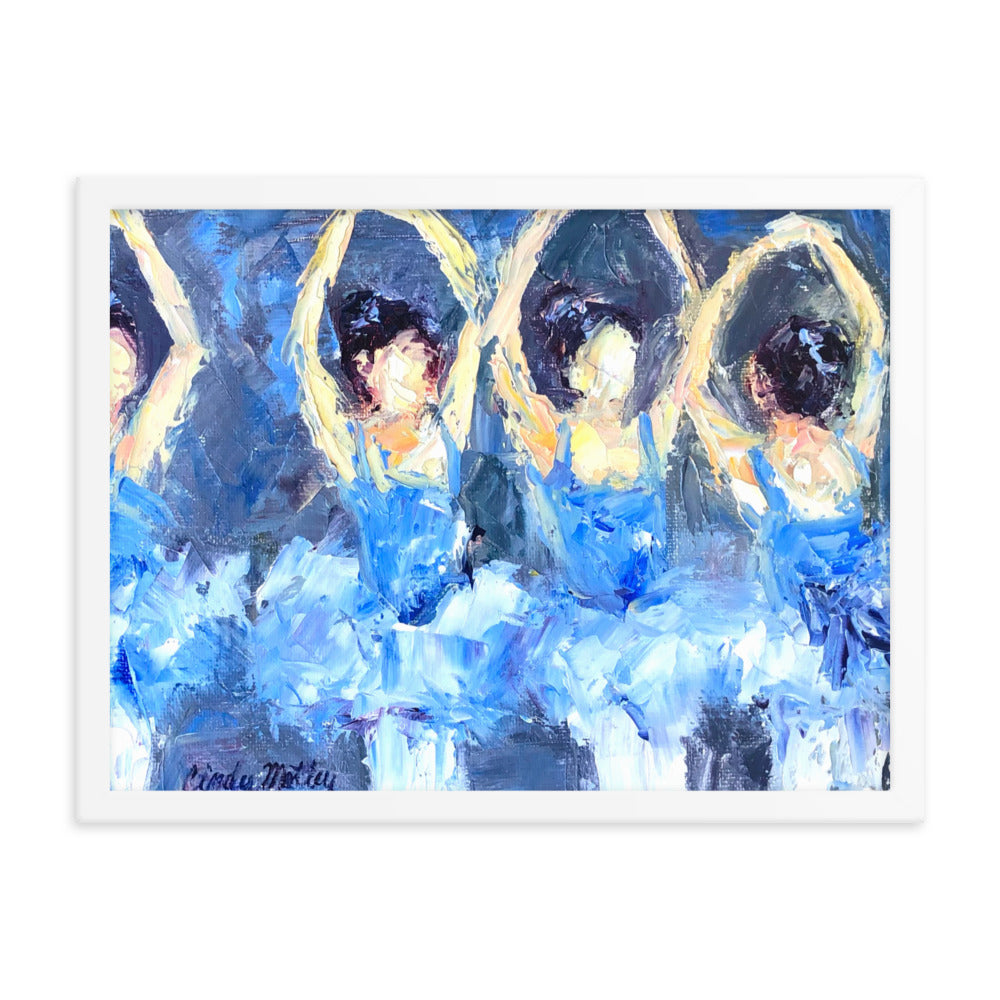 Blue Ballerina's By Cindy Motley Framed poster