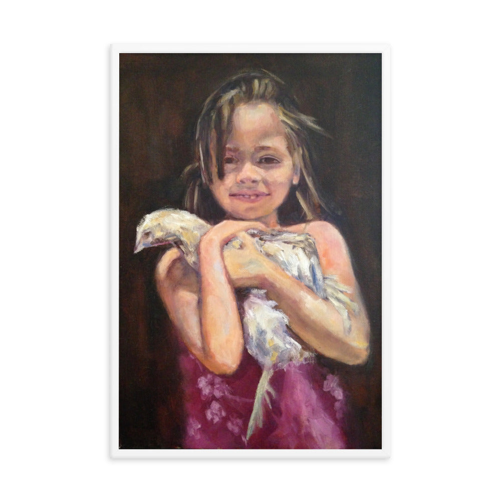 Girl With Chicken Framed poster