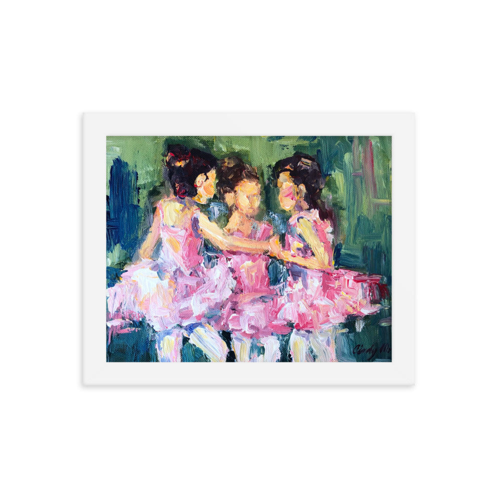 Three Ballerina's By Cindy Motley Framed poster