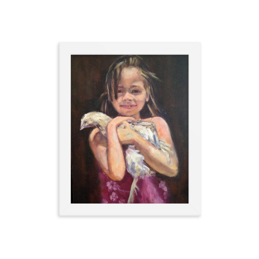 Girl With Chicken Framed poster