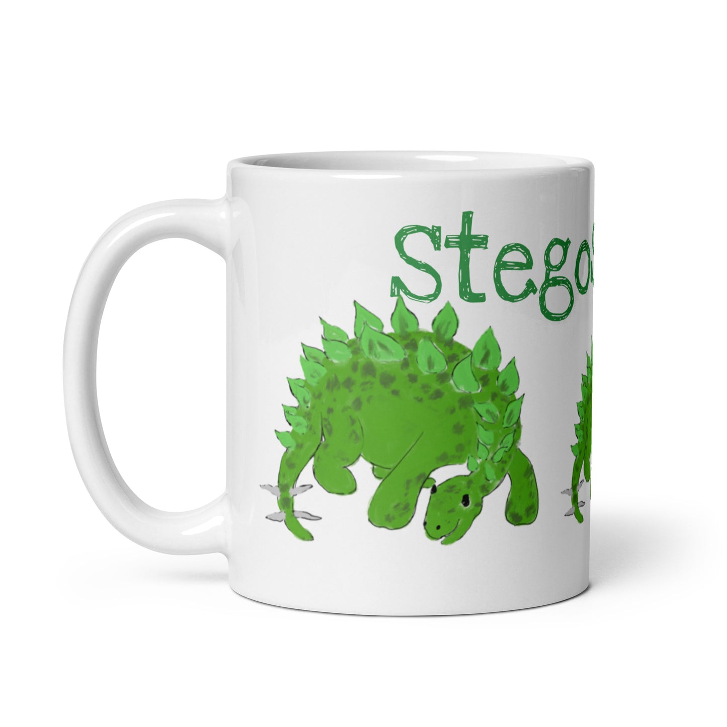 Stegosaurus By Cindy Motley White glossy mug
