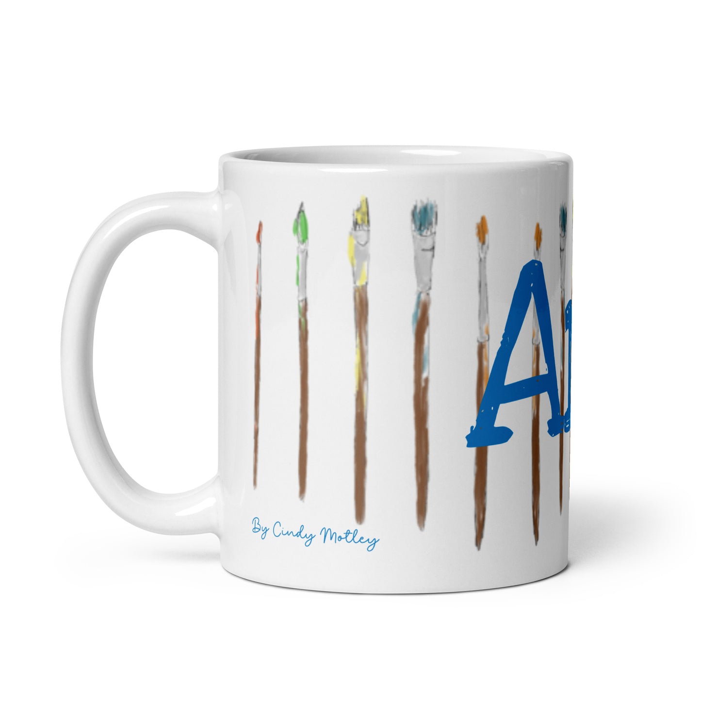 Art By Cindy Motley White glossy mug