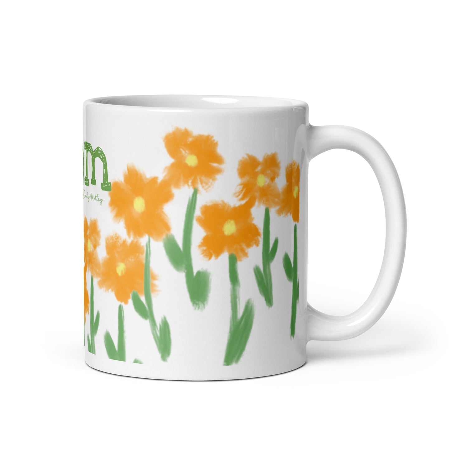 Mom By Cindy Motley White glossy mug