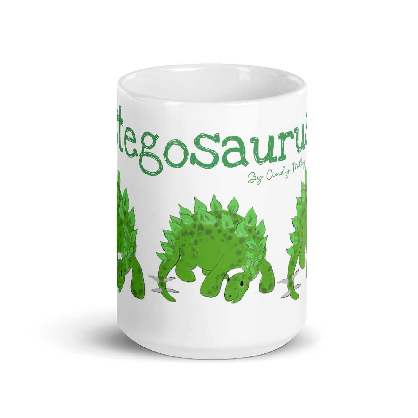 Stegosaurus By Cindy Motley White glossy mug