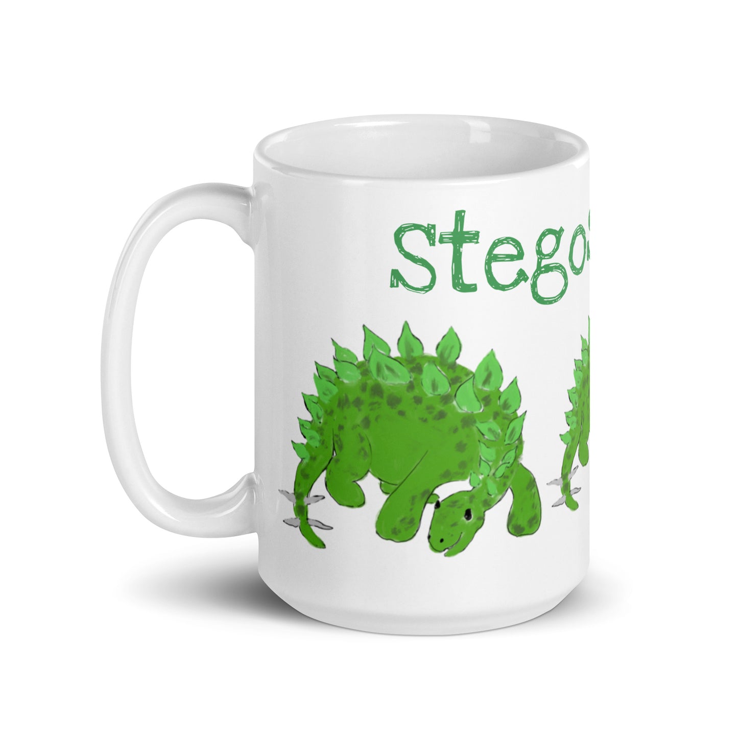 Stegosaurus By Cindy Motley White glossy mug