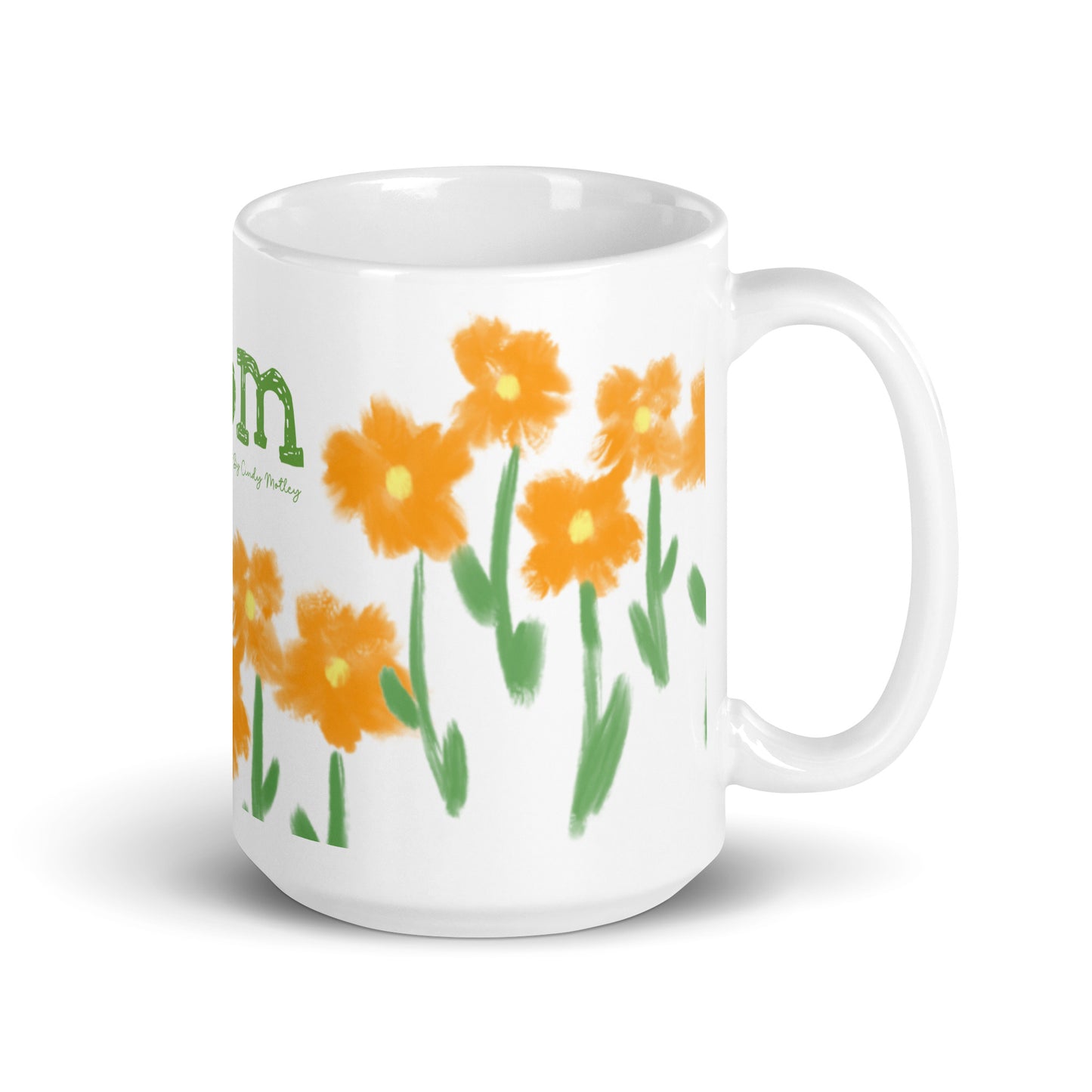 Mom By Cindy Motley White glossy mug