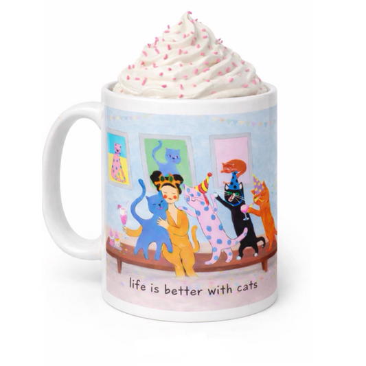 life is better with cats 20oz White glossy mug