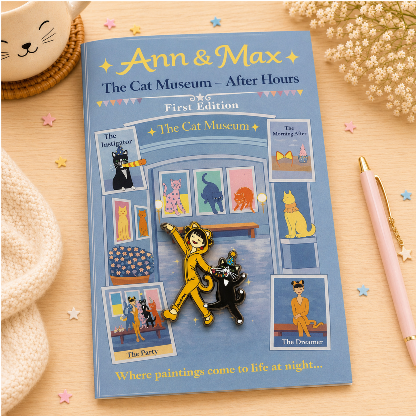 Ann & Max: The Cat Museum – After Hours Zine & Enamel Pin Set