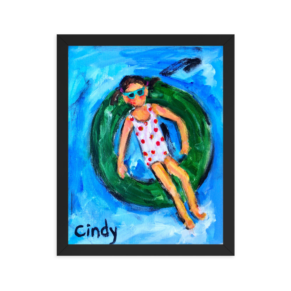 Girl in Tube By Cindy Motley Framed poster