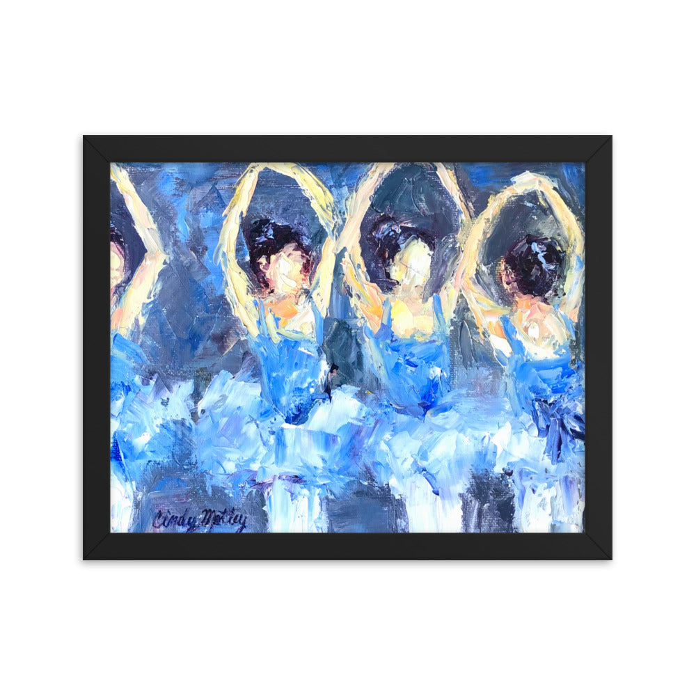 Blue Ballerina's By Cindy Motley Framed poster