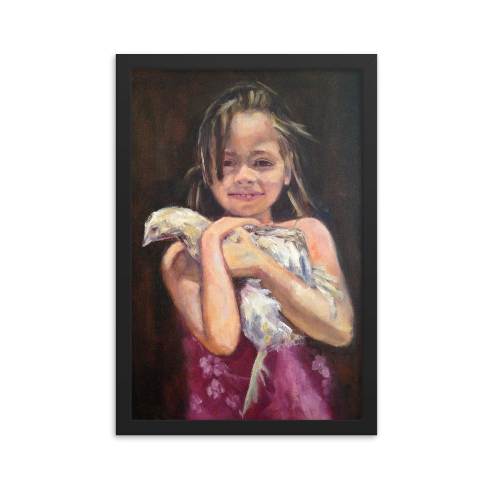 Girl With Chicken Framed poster