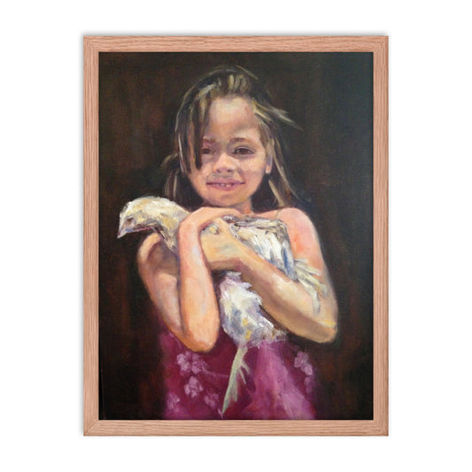 Girl With Chicken Framed poster