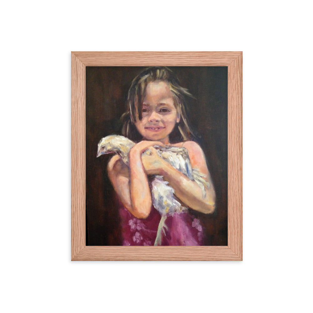 Girl With Chicken Framed poster