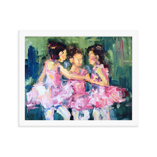 Three Ballerina's By Cindy Motley Framed poster