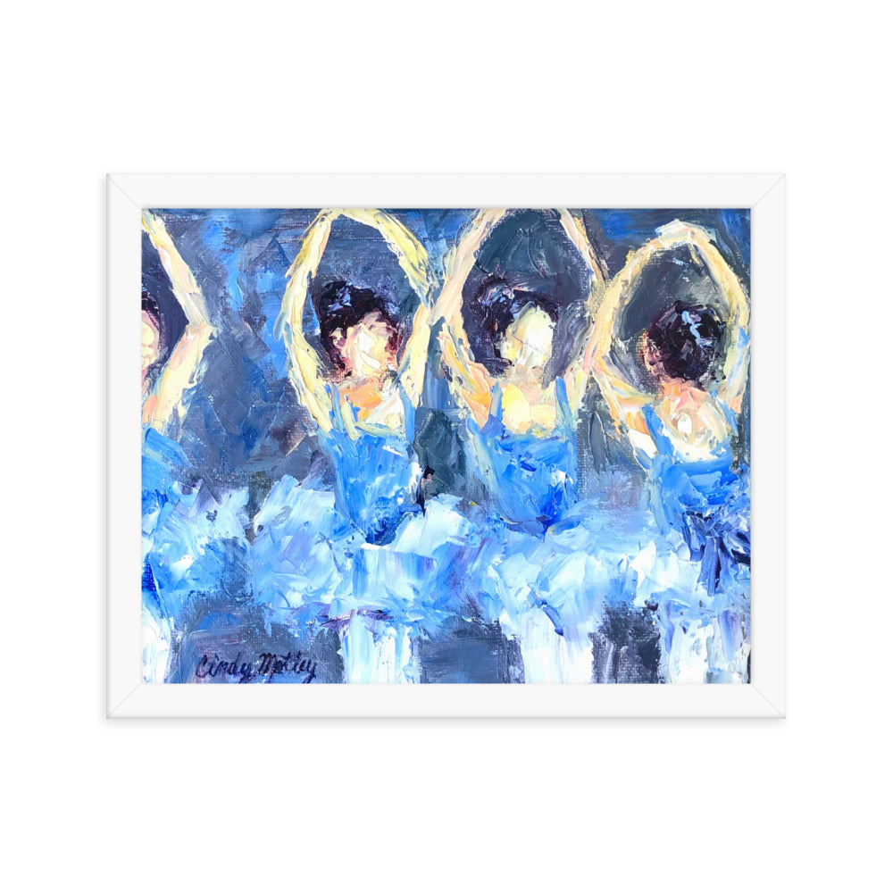 Blue Ballerina's By Cindy Motley Framed poster