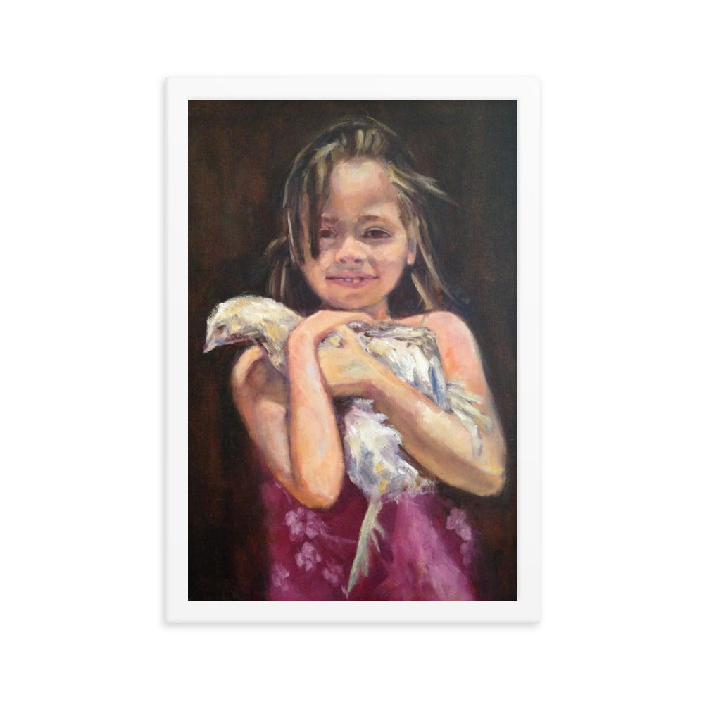 Girl With Chicken Framed poster