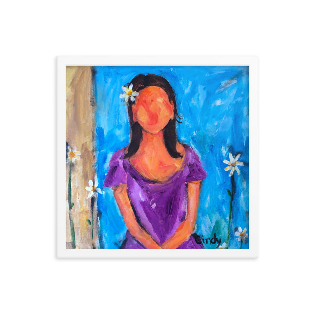 Purple Dress By Cindy Motley Framed poster