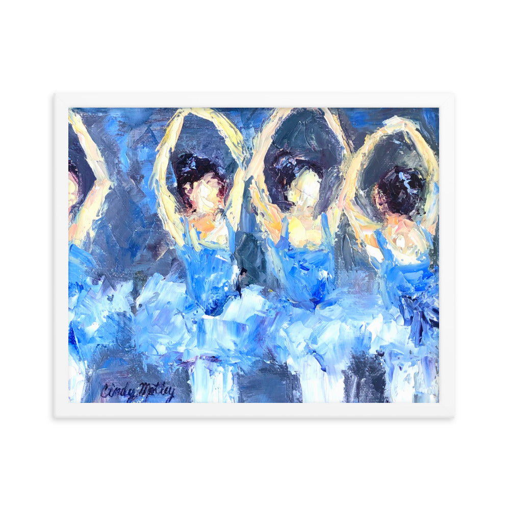 Blue Ballerina's By Cindy Motley Framed poster