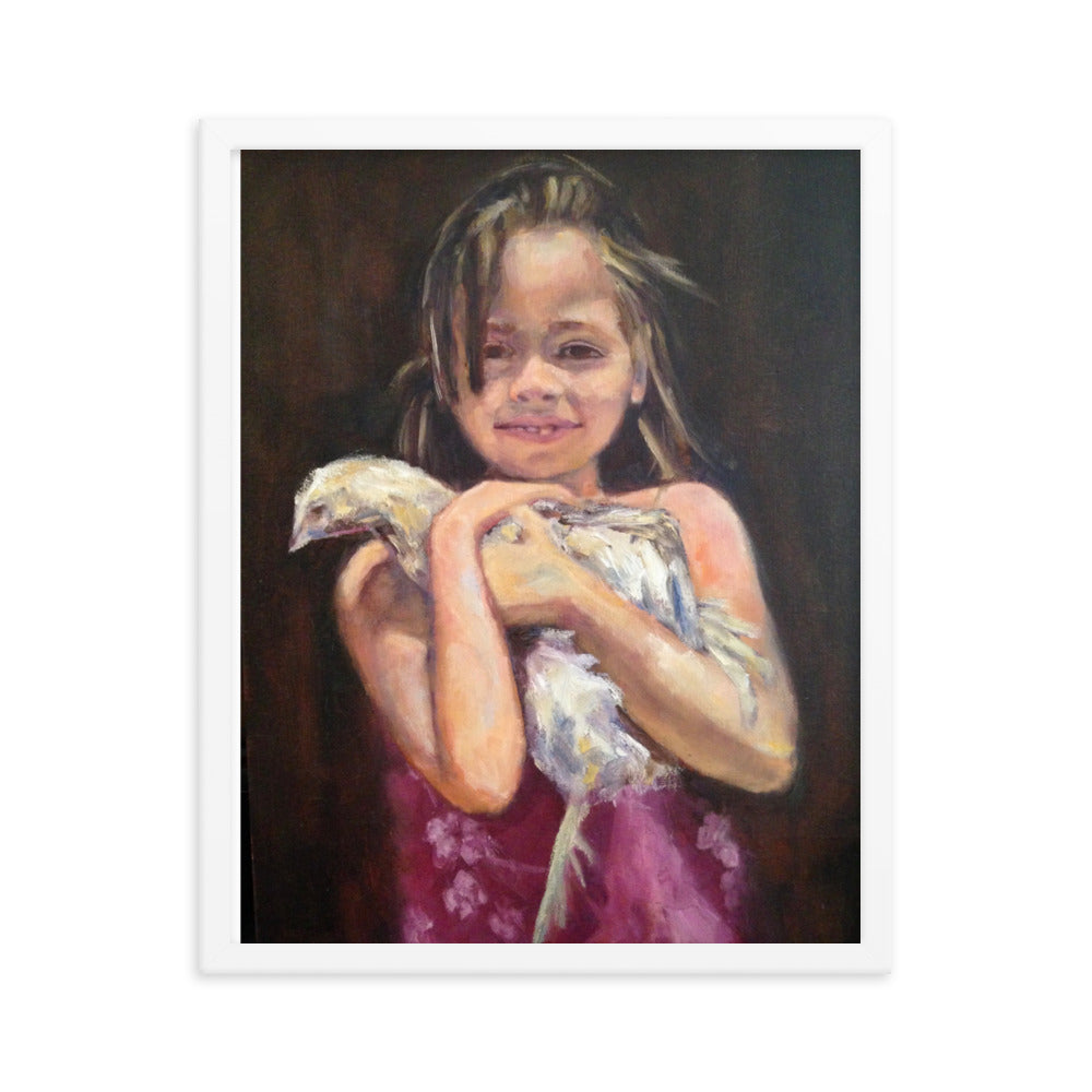 Girl With Chicken Framed poster