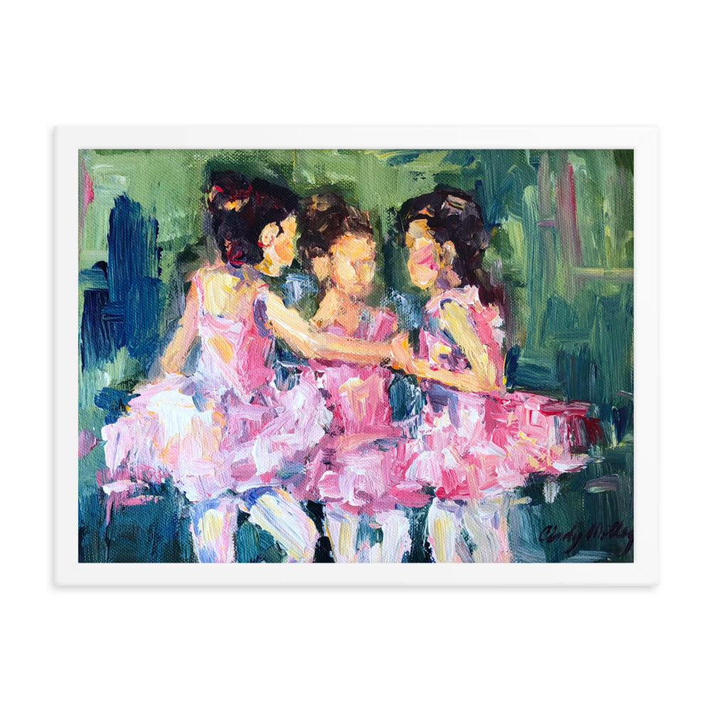 Three Ballerina's By Cindy Motley Framed poster
