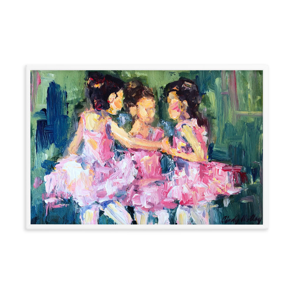 Three Ballerina's By Cindy Motley Framed poster