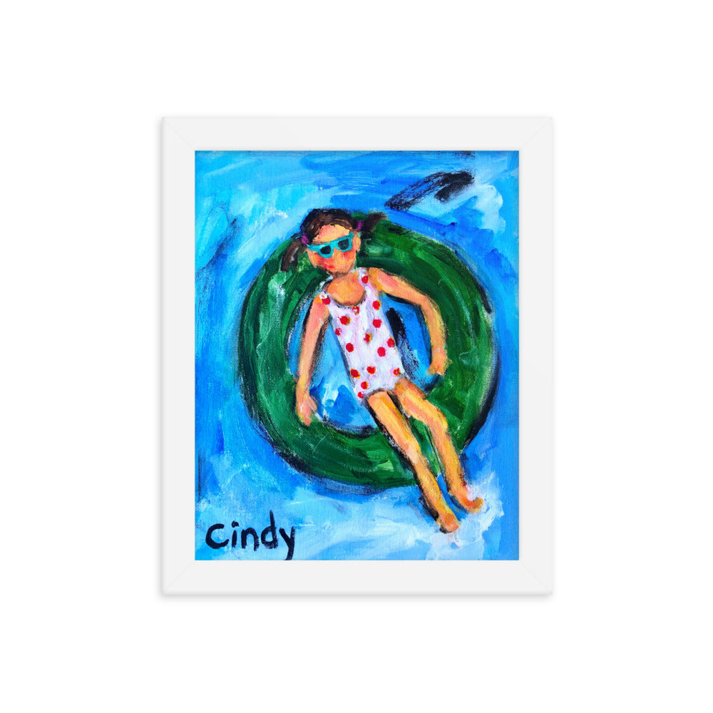 Girl in Tube By Cindy Motley Framed poster