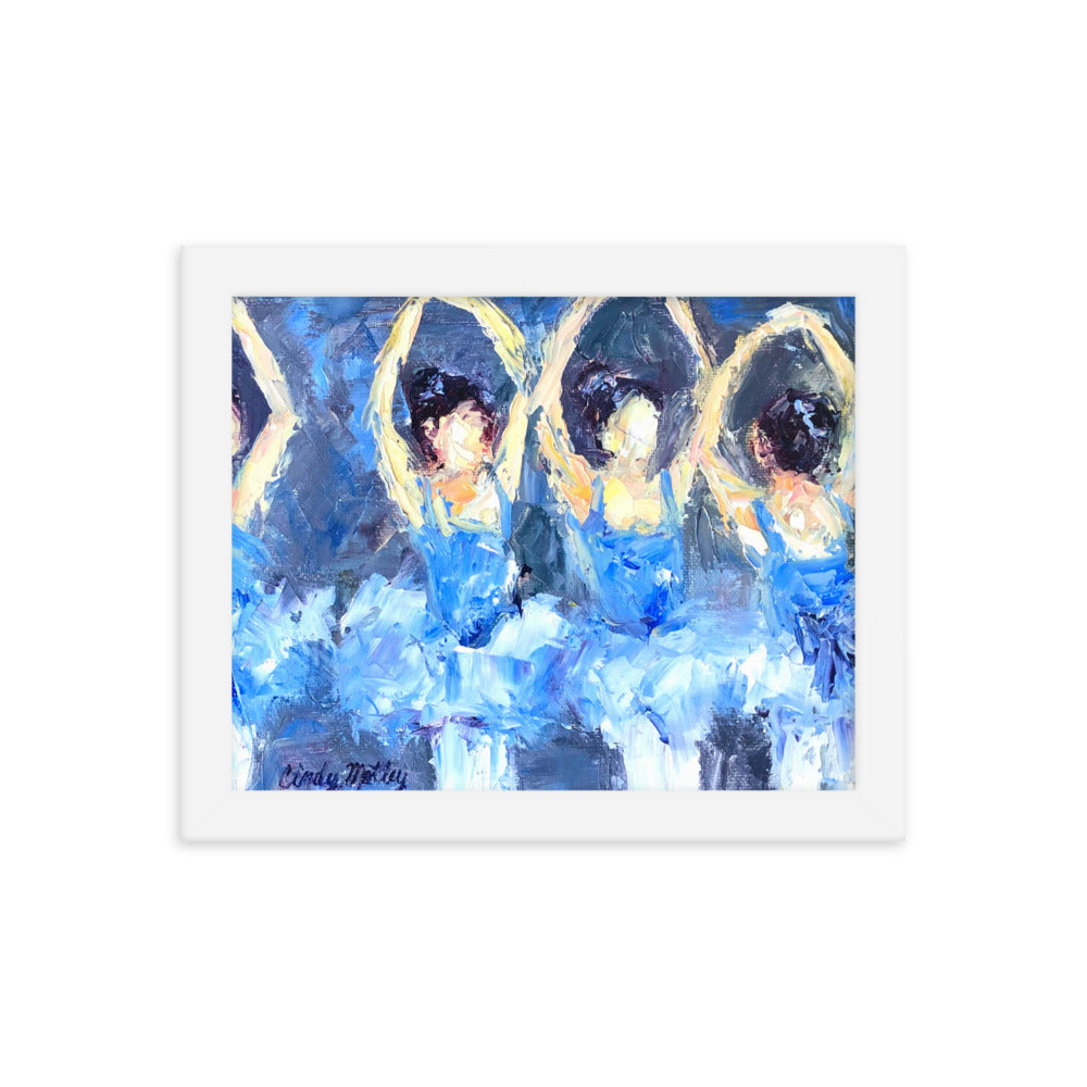 Blue Ballerina's By Cindy Motley Framed poster