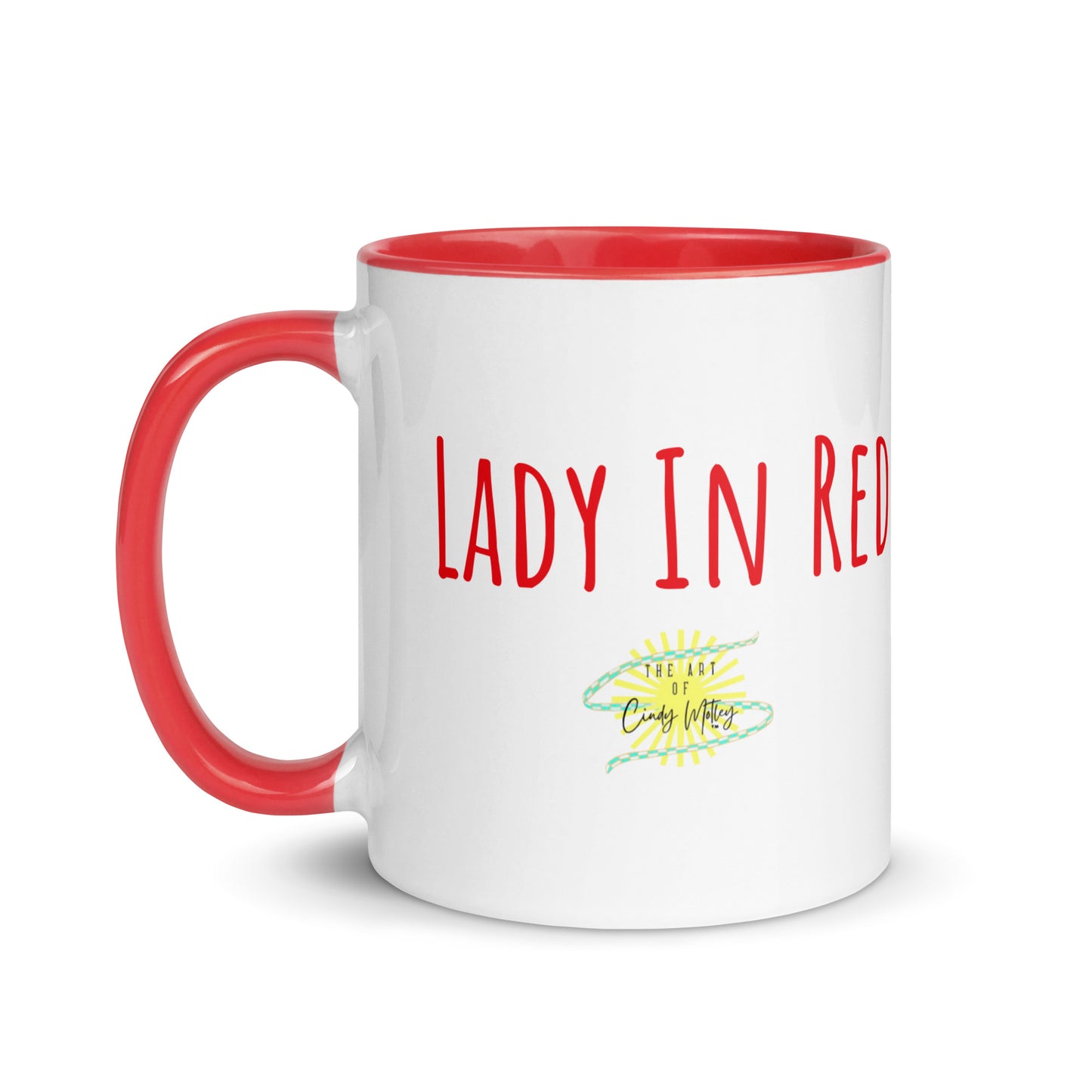 Lady In Red Mug with Color Inside