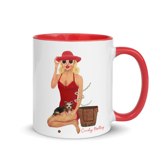 Lady In Red Mug with Color Inside