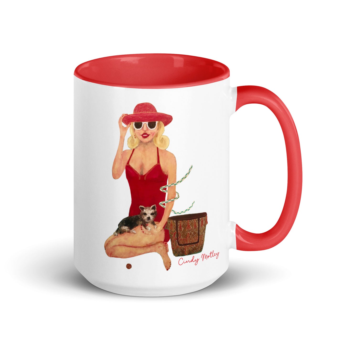 Lady In Red Mug with Color Inside