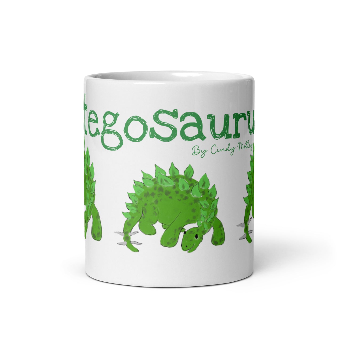 Stegosaurus By Cindy Motley White glossy mug