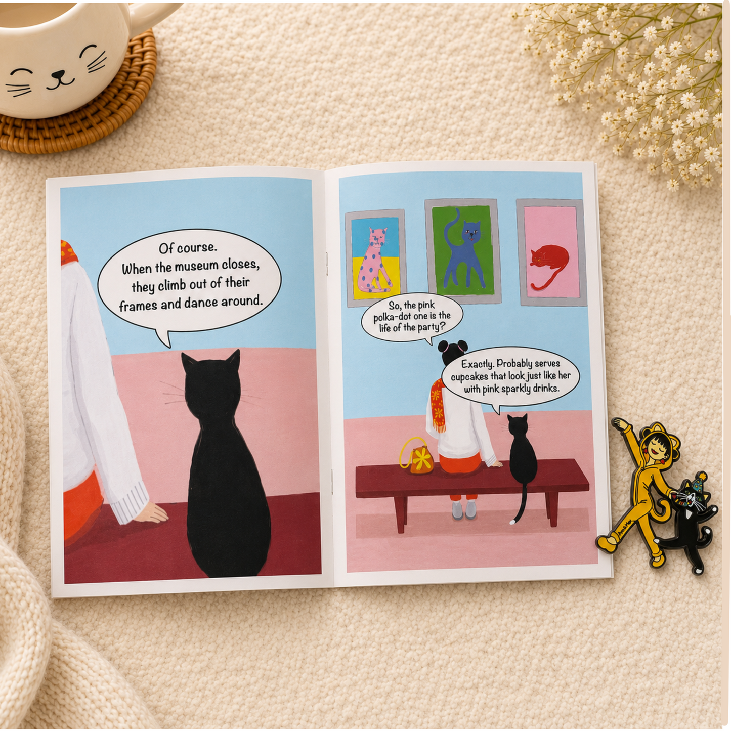 Ann & Max: The Cat Museum – After Hours Zine & Enamel Pin Set